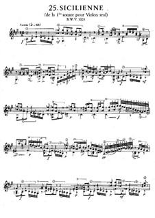 Sonata for Violin No.1 in G Minor, BWV 1001: Siciliano. Arrangement for guitar by Johann Sebastian Bach