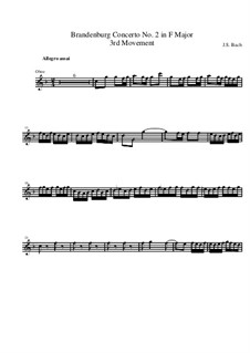 Brandenburg Concerto No.2 in F Major, BWV 1047: Movement III – oboe part by Johann Sebastian Bach