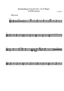 Brandenburg Concerto No.2 in F Major, BWV 1047: Movement III – viola part by Johann Sebastian Bach