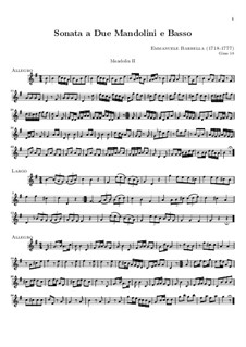 Sonata for Two Mandolins and Basso Continuo in G Major: Mandolin II part by Emanuele Barbella
