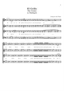 El Grillo (The Cricket): para coro misto by Josquin des Prez