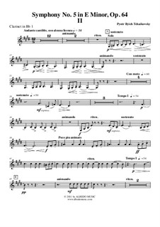 Movement II: Clarinete em Bb 1 (parte transposta) by Pyotr Tchaikovsky