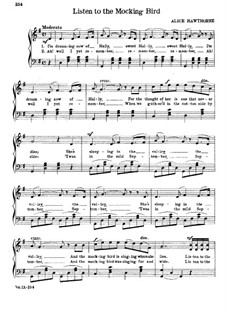 Listen to the Mocking Bird: piano-vocal partitura (G maior) by Septimus Winner