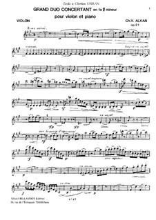 Grand Concert Duo for Violin and Piano, Op. 21: partitura, parte solo by Charles-Valentin Alkan