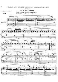 Armide, Wq.45: Act IV, Scene II 'Jamais dans ces beaux lieux', for piano by Christoph Willibald Gluck