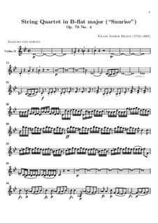 String Quartet No.63 in B Flat Major 'Sunrise', Hob.III/78 Op.76 No.4: violino parte II by Joseph Haydn