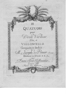 Three String Quartets, Op.14: parte violoncelo by Franz Anton Hoffmeister