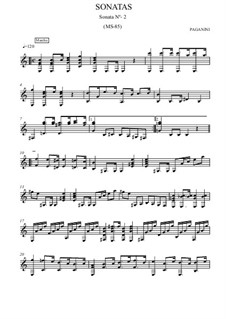 Five Sonatinas for Guitar, MS 85: Sonatina No.2 by Niccolò Paganini