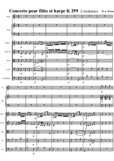 Concerto for Flute, Harp and Orchestra in C Major, K.299: Movimento II. Partitura completa by Wolfgang Amadeus Mozart