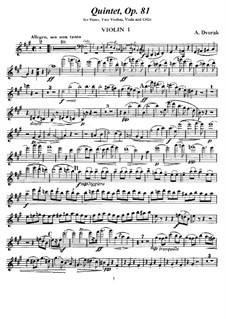Piano Quintet No.2 in A Major, B.155 Op.81: violino parte I by Antonín Dvořák
