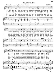 No, Never, No: No, Never, No by Unknown (works before 1850)