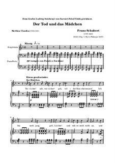 Death and the Maiden, D.531 Op.7 No.3: Piano-vocal score (high quality sheet music) by Franz Schubert