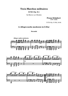 Three Marches Militaires for Piano Four Hands, D.733 Op.51: March No.2 by Franz Schubert