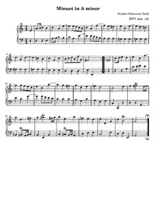 No.14 Minuet in A Minor, BWV Anh.120: Teclado by Johann Sebastian Bach