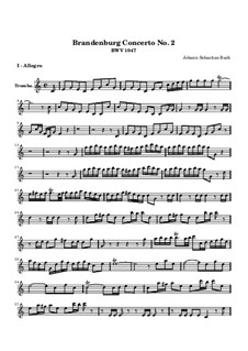 Brandenburg Concerto No.2 in F Major, BWV 1047: parte trompeta by Johann Sebastian Bach
