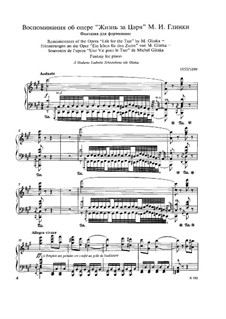 Reminiscences of the Opera 'A Life for the Tsar' by Glinka: Para Piano by Mily Balakirev