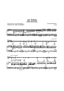 An Sylvia (To Sylvia), D.891 Op.106 No.4: For high voice and piano (English text) by Franz Schubert