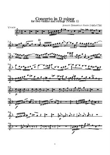 Double Concerto for Two Violins, Strings and Basso Continuo in D Minor, BWV 1043: violino parte I by Johann Sebastian Bach