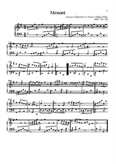 No.7 Minuet in G Major, BWV Anh.116: para teclado by Johann Sebastian Bach