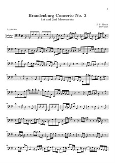 Movements I, II: Violone and harpsichord part by Johann Sebastian Bach