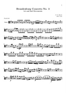 Movements I, II: viola parte I by Johann Sebastian Bach