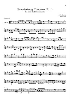 Movements I, II: Viola III part by Johann Sebastian Bach