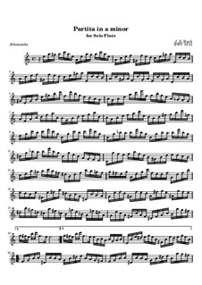 Partita for Flute in A Minor, BWV 1013: For a single performer by Johann Sebastian Bach