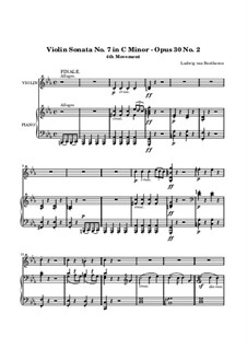 Sonata for Violin and Piano No.7, Op.30 No.2: Movimento IV by Ludwig van Beethoven
