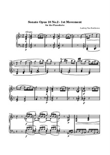 Sonata for Piano No.6, Op.10 No.2: Movement I (Allegro) by Ludwig van Beethoven