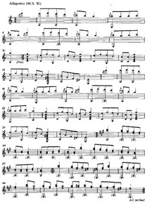 Allegretto for Guitar, MS 91: Allegretto for Guitar by Niccolò Paganini