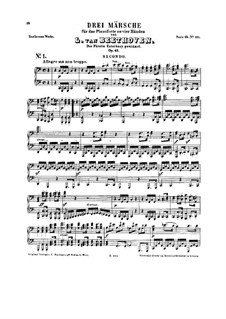 Three Marches , Op.45: versão para piano de quatro mãos by Ludwig van Beethoven