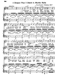 The Bohemian Girl: Act II, I Dreamt That I Dwelt in Marble Halls, for Voice and Piano by Michael William Balfe