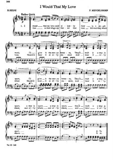 I Would That My Love: D maior by Felix Mendelssohn-Bartholdy