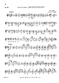Les Huguenots: Fragment, for Guitar by Giacomo Meyerbeer
