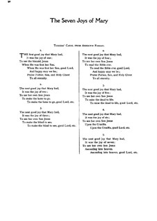 The Seven Joys of Mary: Para vocais e piano by folklore
