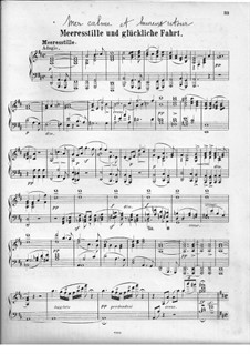 Meeresstille und glückliche Fahrt (Calm Sea and Prosperous Voyage), Op.27: Overture, para piano by Felix Mendelssohn-Bartholdy