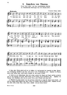 Ännchen von Tharau: Partitura Piano-vocal by Friedrich Silcher