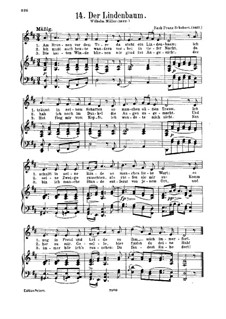 No.5 Der Lindenbaum (The Linden Tree): Partitura piano-vocal by Franz Schubert