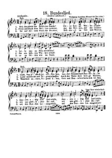 Bundeslied, K.623: Klavierauszug mit Singstimmen by Wolfgang Amadeus Mozart