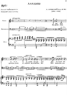Six Romances, Op.38: No.2 Le muguet, for voice, cello and piano by Anton Arensky