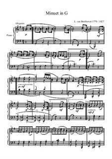 Six Minuets for Orchestra, WoO 10: Minuet No.2. Version for piano by Ludwig van Beethoven
