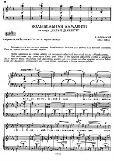 Nal and Damayanti, Op.47: Lullaby Damayanti, for voice and piano by Anton Arensky