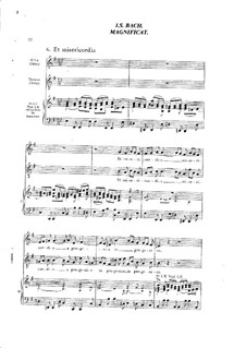Magnificat in D Major, BWV 243: Et misericordia, for voices and piano by Johann Sebastian Bach