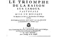 Le triomphe de l'amour, LWV 59: Pastorale by Jean-Baptiste Lully