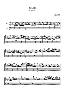 Sonata for Flute and Basso Continuo No.1 in C Major, BWV 1033: Partitura completa by Johann Sebastian Bach