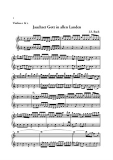 Jauchzet Gott in allen Landen. Cantata, BWV 51: Violins I, II part by Johann Sebastian Bach