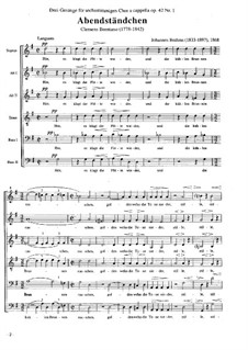 Three Songs, Op.42: No.1 Abendständchen by Johannes Brahms