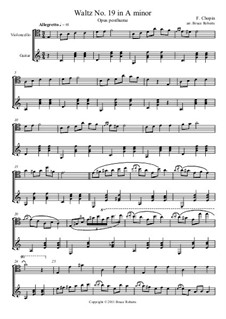 Waltz in A Minor, B.150 KK IVb/11: para violoncelo e guitarra by Frédéric Chopin