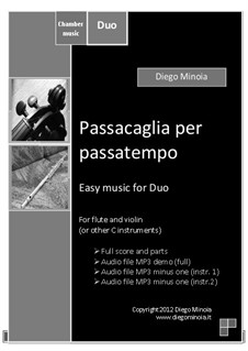 Duet pack No.2 (easy): Passacaglia per passatempo: For C instrument (sheet+mp3 duet+mp3 minus instrument 2+mp3 minus instrument 1) by Diego Minoia