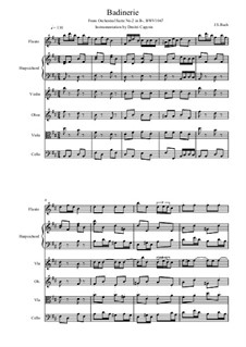 Badinerie: For flute, oboe, harpsichord and strings by Johann Sebastian Bach